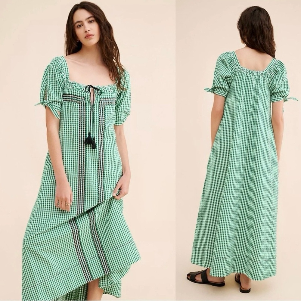 Free People Cass Green Embroidered Maxi Dress (S) NWT